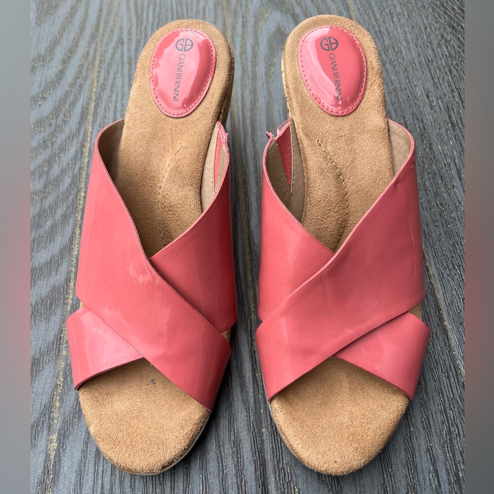 Women’s size  7 wedge sandals from Giani Bernini- Coral color.